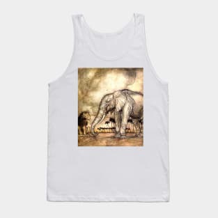 An Elephant and A Lion - Vintage Artwork Tank Top